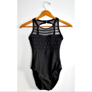 Jantzen | Vintage women’s black mesh high-neck one piece swimsuit, size 6